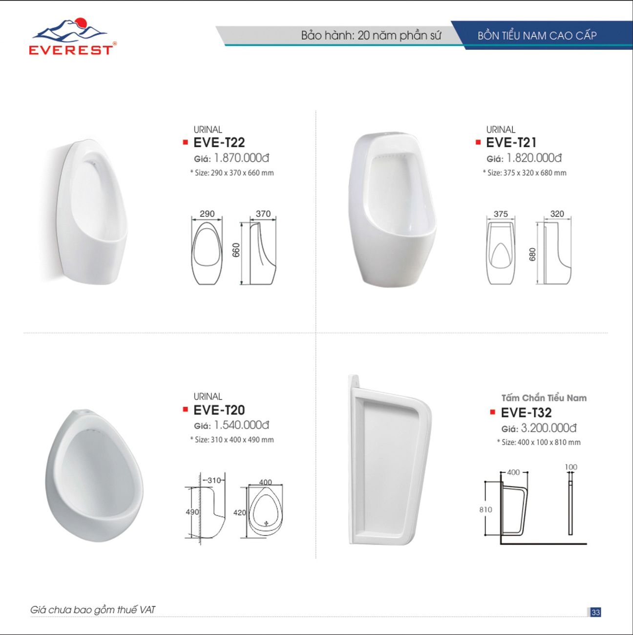 Thiết bị vệ sinh EVEREST Hiện Đại Catalogue và Bảng giá mới nhất /Page 